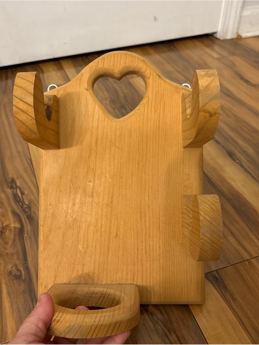 Wood hair tool organizer heart cutout cottage core